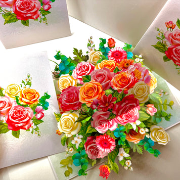 Colourful Rose Garden Origami Pop Cards 3D Pop Up Greeting Card Happy Birthday Thank You Handmade Gift Thinking of You Blank Card for Any Occasion Happy Mother's Day Happy Father's Australiana Celebrate the Beauty of Autumn Flowe