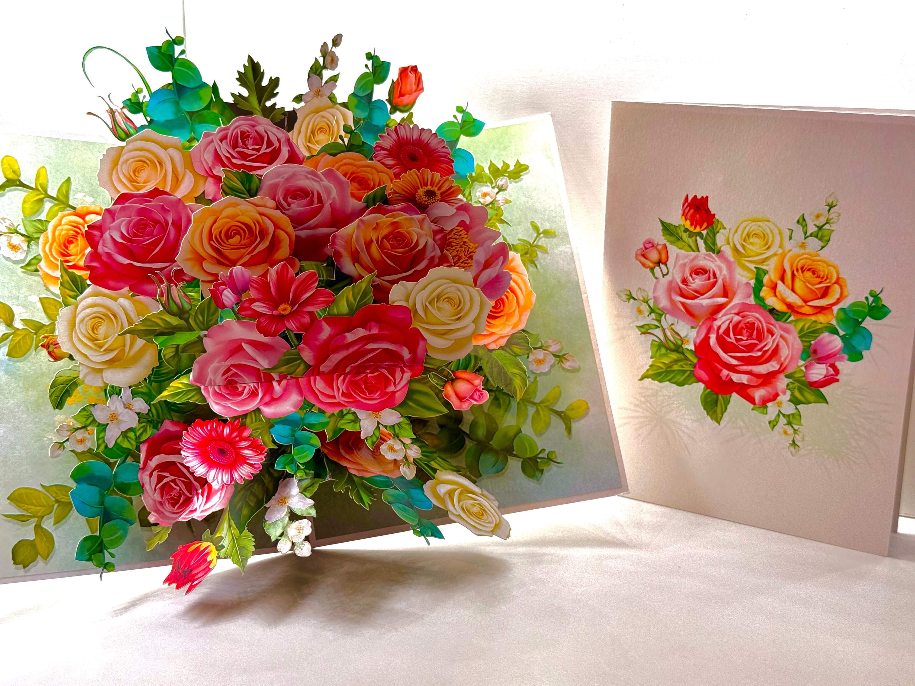 Colourful Rose Garden Origami Pop Cards 3D Pop Up Greeting Card Happy Birthday Thank You Handmade Gift Thinking of You Blank Card for Any Occasion Happy Mother's Day Happy Father's Australiana Celebrate the Beauty of Autumn Flowe