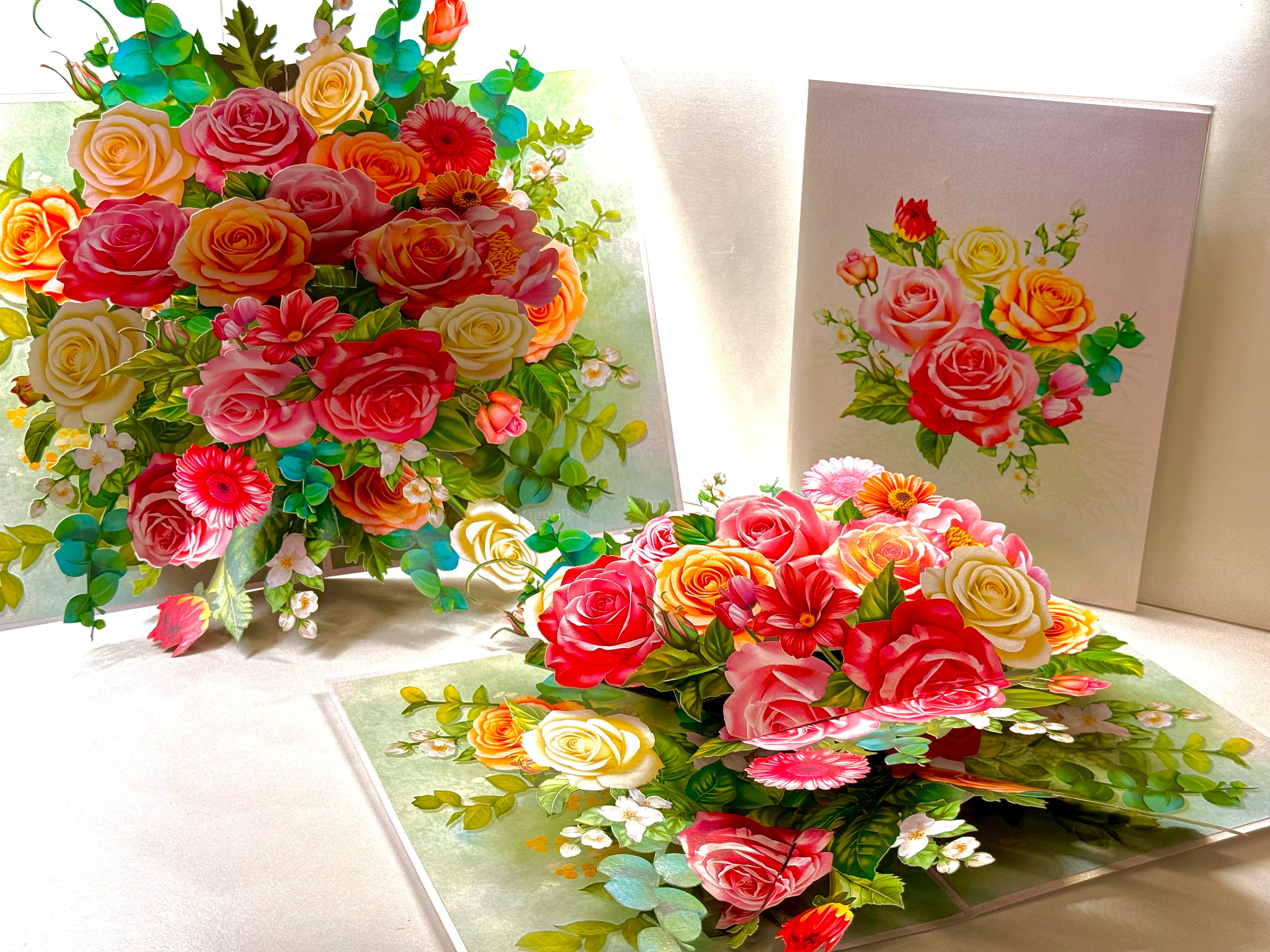 Colourful Rose Garden Origami Pop Cards 3D Pop Up Greeting Card Happy Birthday Thank You Handmade Gift Thinking of You Blank Card for Any Occasion Happy Mother's Day Happy Father's Australiana Celebrate the Beauty of Autumn Flowe