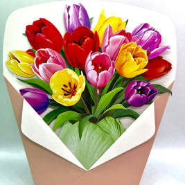 Colourful Tulip Time 3D Pop-Up Flower Bouquet Origami Pop Cards 3D Pop Up Greeting Card Happy Birthday Thank You Handmade Gift Thinking of You Blank Card for Any Occasion Happy Mother's Day Happy Father's Australiana Celebrate