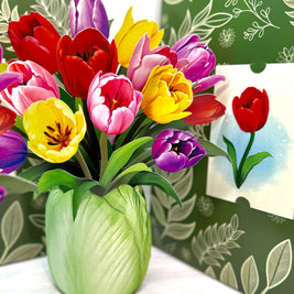 Colourful Tulip Time 3D Pop-Up Flower Bouquet Origami Pop Cards 3D Pop Up Greeting Card Happy Birthday Thank You Handmade Gift Thinking of You Blank Card for Any Occasion Happy Mother's Day Happy Father's Australiana Celebrate