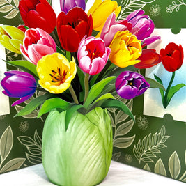 Colourful Tulip Time 3D Pop-Up Flower Bouquet Origami Pop Cards 3D Pop Up Greeting Card Happy Birthday Thank You Handmade Gift Thinking of You Blank Card for Any Occasion Happy Mother's Day Happy Father's Australiana Celebrate