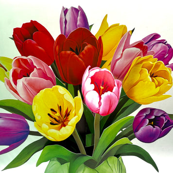 Colourful Tulip Time 3D Pop-Up Flower Bouquet Origami Pop Cards 3D Pop Up Greeting Card Happy Birthday Thank You Handmade Gift Thinking of You Blank Card for Any Occasion Happy Mother's Day Happy Father's Australiana Celebrate