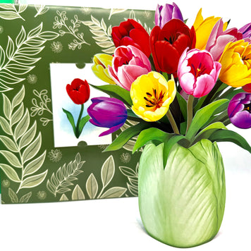 Colourful Tulip Time 3D Pop-Up Flower Bouquet Origami Pop Cards 3D Pop Up Greeting Card Happy Birthday Thank You Handmade Gift Thinking of You Blank Card for Any Occasion Happy Mother's Day Happy Father's Australiana Celebrate