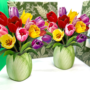 Colourful Tulip Time 3D Pop-Up Flower Bouquet Origami Pop Cards 3D Pop Up Greeting Card Happy Birthday Thank You Handmade Gift Thinking of You Blank Card for Any Occasion Happy Mother's Day Happy Father's Australiana Celebrate