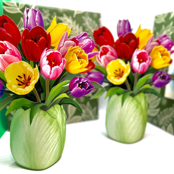 Colourful Tulip Time 3D Pop-Up Flower Bouquet Origami Pop Cards 3D Pop Up Greeting Card Happy Birthday Thank You Handmade Gift Thinking of You Blank Card for Any Occasion Happy Mother's Day Happy Father's Australiana Celebrate