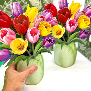 Colourful Tulip Time 3D Pop-Up Flower Bouquet Origami Pop Cards 3D Pop Up Greeting Card Happy Birthday Thank You Handmade Gift Thinking of You Blank Card for Any Occasion Happy Mother's Day Happy Father's Australiana Celebrate