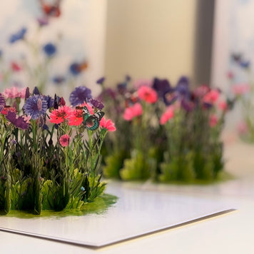Cornflower Garden with Butterflies Origami Pop Cards 3D Pop Up Greeting Card Happy Birthday Thank You Handmade Gift Thinking of You Blank Card for Any Occasion Happy Mother's Day Happy Father's Australiana Celebrate the Beauty of Flower