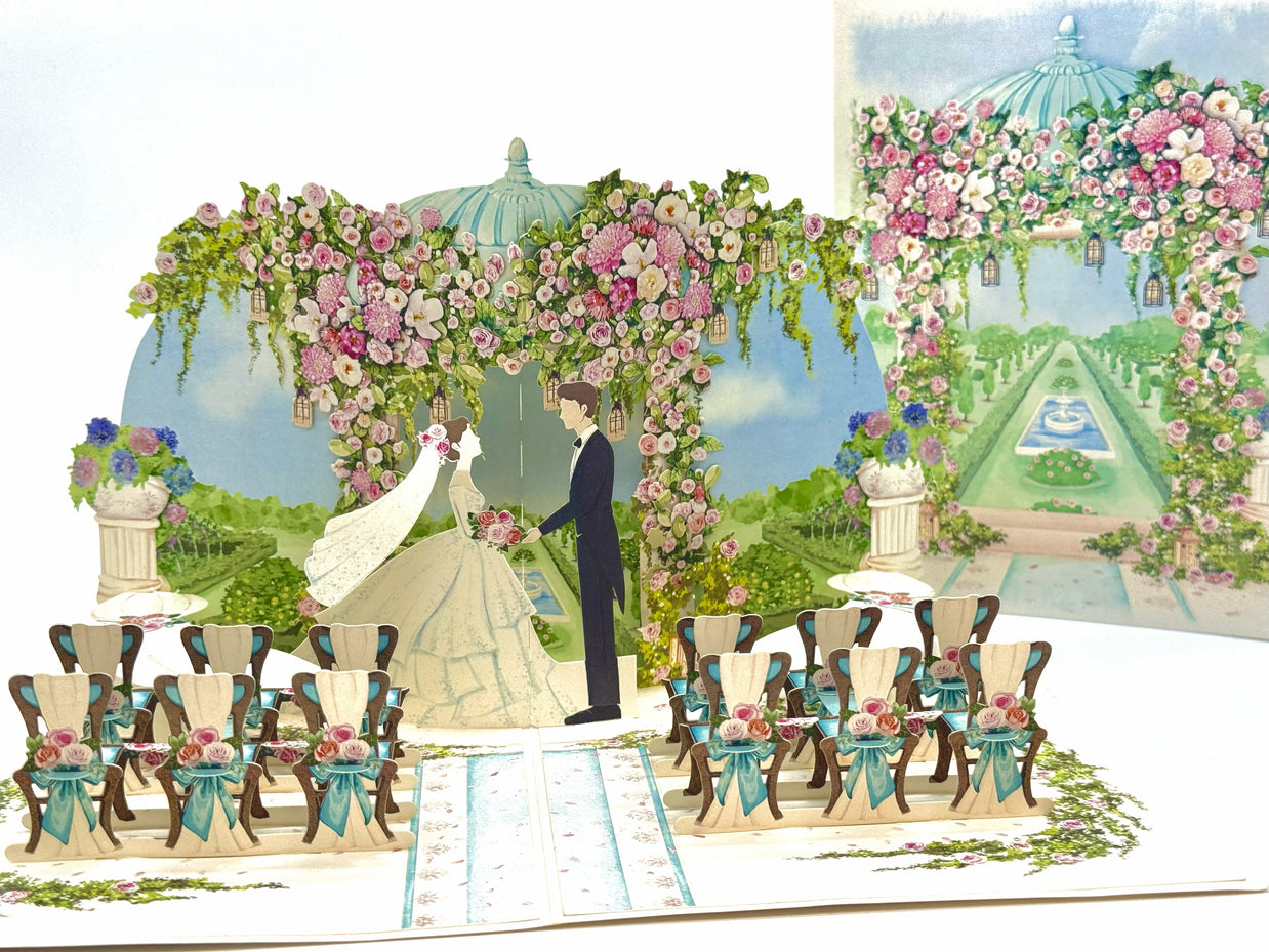 Country Wedding with Bride & Groom 3D POP UP GREETING CARD - Created by Origami Pop Cards – 3D Pop Up Greeting Cards, Australian Design & Handmade, 3D Pop Up Magical Paper Cards, Handmade Pop Up Cards Celebrate Love Anniversary Heart Fell and Romantic