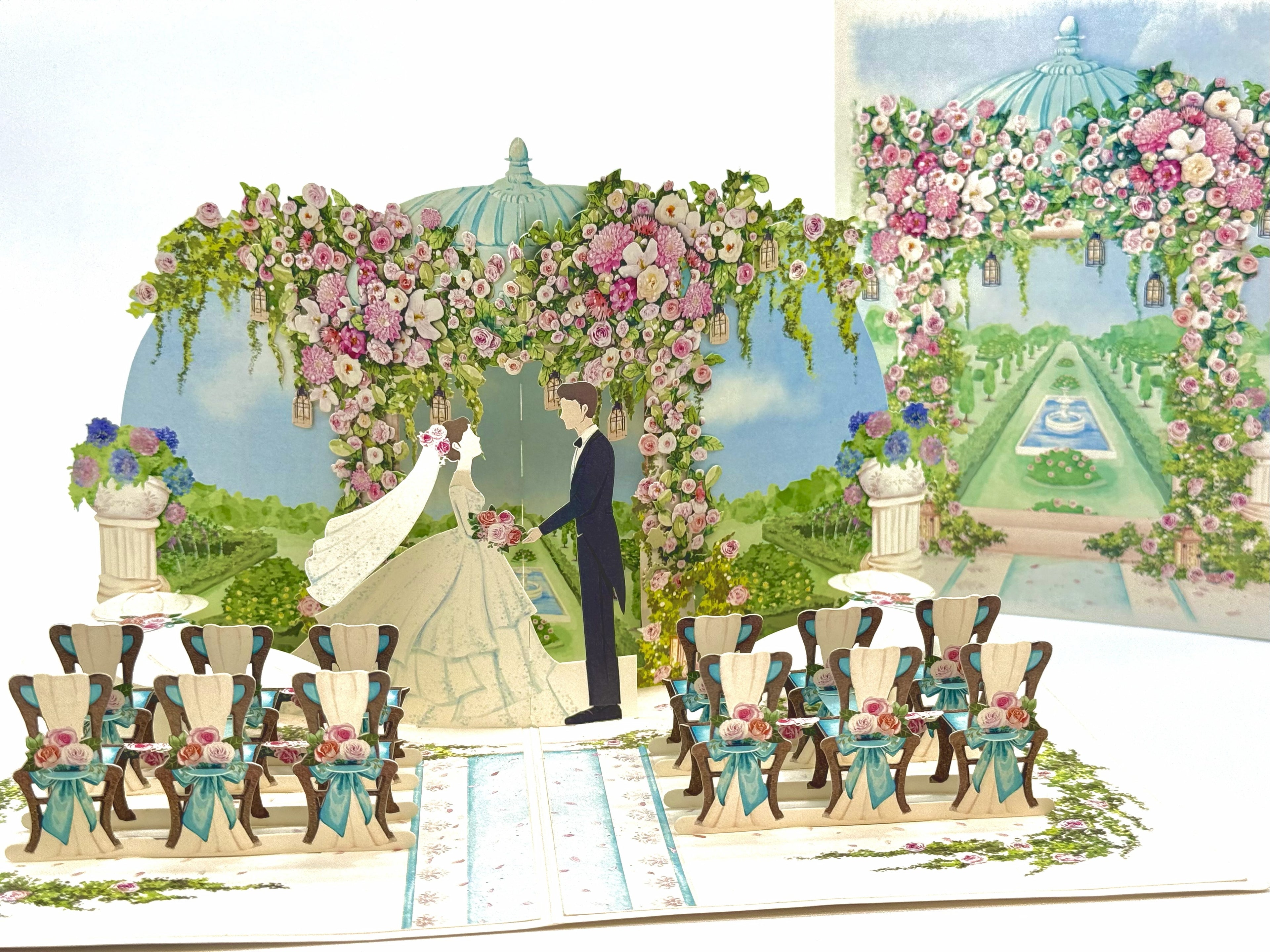 Country Wedding with Bride & Groom 3D POP UP GREETING CARD - Created by Origami Pop Cards – 3D Pop Up Greeting Cards, Australian Design & Handmade, 3D Pop Up Magical Paper Cards, Handmade Pop Up Cards Celebrate Love Anniversary Heart Fell and Romantic
