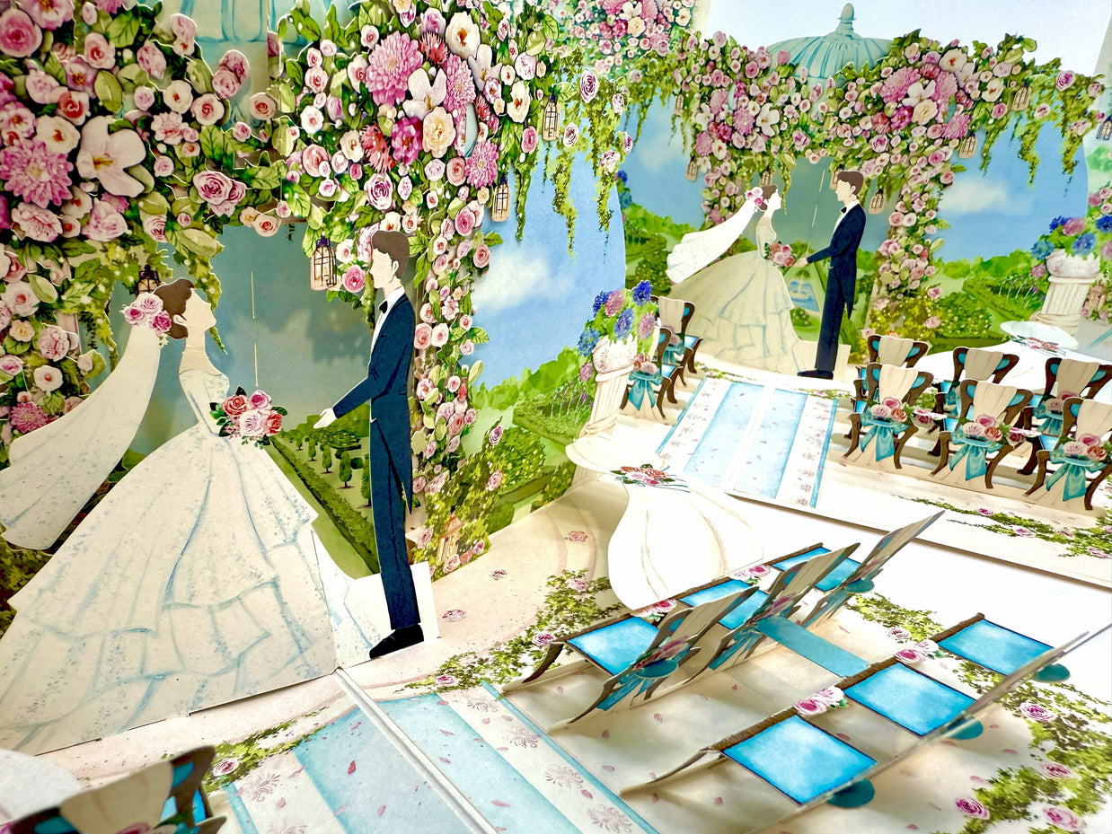 Country Wedding with Bride & Groom 3D POP UP GREETING CARD - Created by Origami Pop Cards – 3D Pop Up Greeting Cards, Australian Design & Handmade, 3D Pop Up Magical Paper Cards, Handmade Pop Up Cards Celebrate Love Anniversary Heart Fell and Romantic