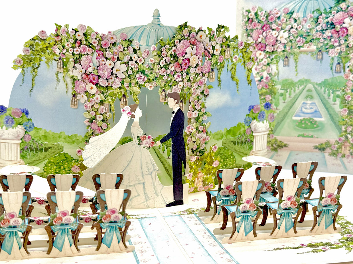 Country Wedding with Bride & Groom 3D POP UP GREETING CARD - Created by Origami Pop Cards – 3D Pop Up Greeting Cards, Australian Design & Handmade, 3D Pop Up Magical Paper Cards, Handmade Pop Up Cards Celebrate Love Anniversary Heart Fell and Romantic