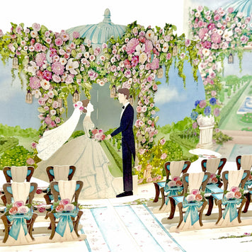 Country Wedding with Bride & Groom 3D POP UP GREETING CARD - Created by Origami Pop Cards – 3D Pop Up Greeting Cards, Australian Design & Handmade, 3D Pop Up Magical Paper Cards, Handmade Pop Up Cards Celebrate Love Anniversary Heart Fell and Romantic