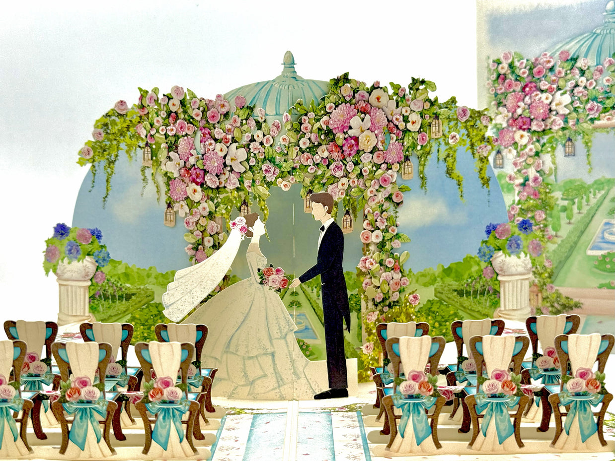 Country Wedding with Bride & Groom 3D POP UP GREETING CARD - Created by Origami Pop Cards – 3D Pop Up Greeting Cards, Australian Design & Handmade, 3D Pop Up Magical Paper Cards, Handmade Pop Up Cards Celebrate Love Anniversary Heart Fell and Romantic