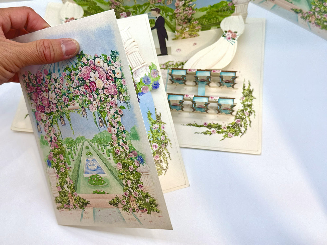 Country Wedding with Bride & Groom 3D POP UP GREETING CARD - Created by Origami Pop Cards – 3D Pop Up Greeting Cards, Australian Design & Handmade, 3D Pop Up Magical Paper Cards, Handmade Pop Up Cards Celebrate Love Anniversary Heart Fell and Romantic