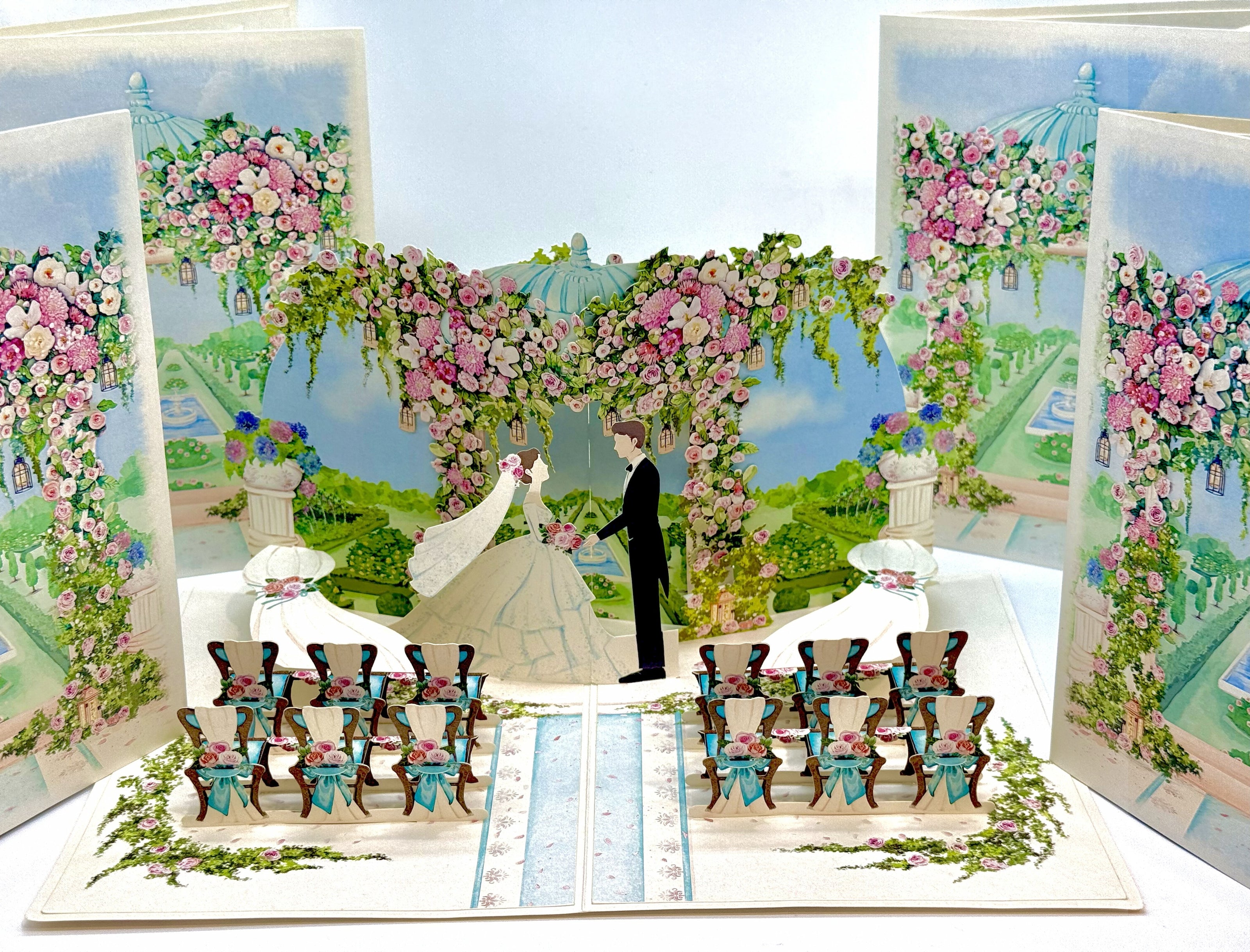 Country Wedding with Bride & Groom 3D POP UP GREETING CARD - Created by Origami Pop Cards – 3D Pop Up Greeting Cards, Australian Design & Handmade, 3D Pop Up Magical Paper Cards, Handmade Pop Up Cards Celebrate Love Anniversary Heart Fell and Romantic