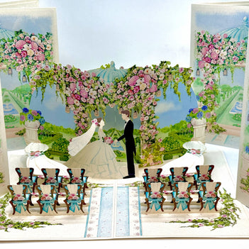 Country Wedding with Bride & Groom 3D POP UP GREETING CARD - Created by Origami Pop Cards – 3D Pop Up Greeting Cards, Australian Design & Handmade, 3D Pop Up Magical Paper Cards, Handmade Pop Up Cards Celebrate Love Anniversary Heart Fell and Romantic