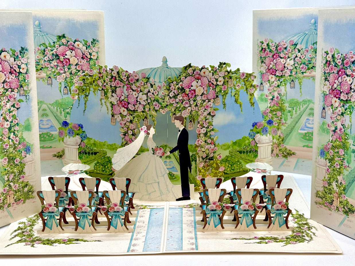 Country Wedding with Bride & Groom 3D POP UP GREETING CARD - Created by Origami Pop Cards – 3D Pop Up Greeting Cards, Australian Design & Handmade, 3D Pop Up Magical Paper Cards, Handmade Pop Up Cards Celebrate Love Anniversary Heart Fell and Romantic