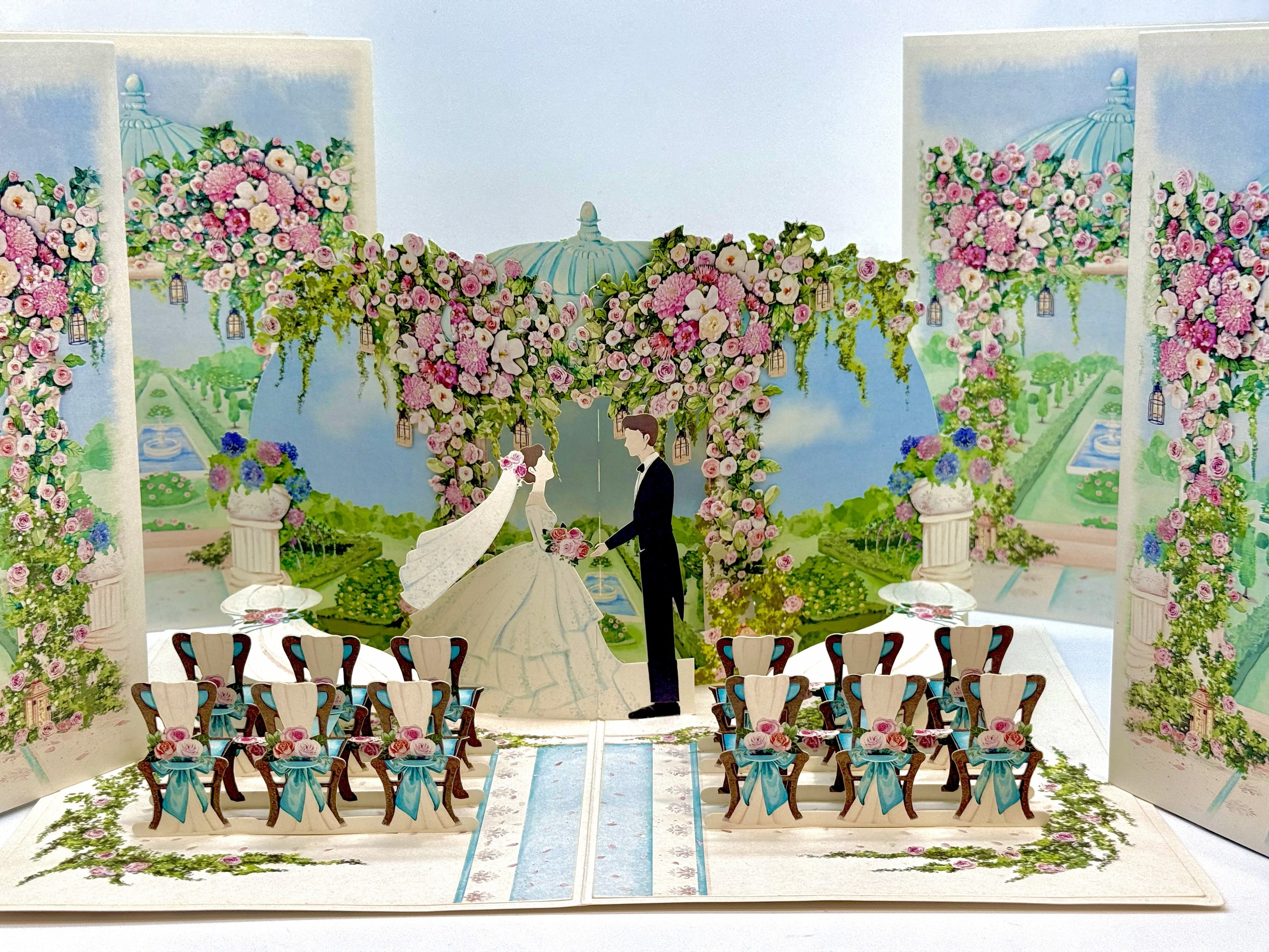 Country Wedding with Bride & Groom 3D POP UP GREETING CARD - Created by Origami Pop Cards – 3D Pop Up Greeting Cards, Australian Design & Handmade, 3D Pop Up Magical Paper Cards, Handmade Pop Up Cards Celebrate Love Anniversary Heart Fell and Romantic