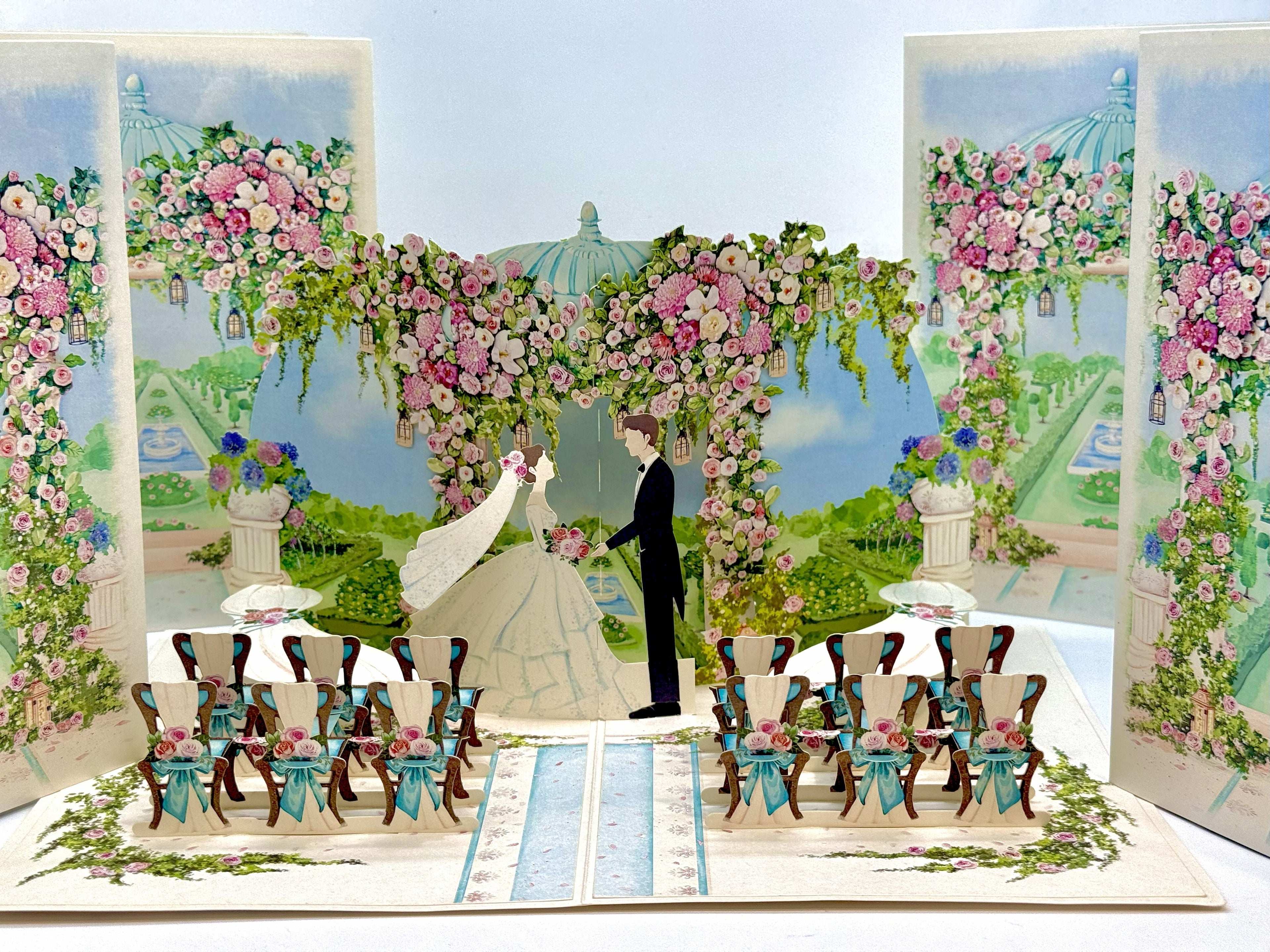 Country Wedding with Bride & Groom 3D POP UP GREETING CARD - Created by Origami Pop Cards – 3D Pop Up Greeting Cards, Australian Design & Handmade, 3D Pop Up Magical Paper Cards, Handmade Pop Up Cards Celebrate Love Anniversary Heart Fell and Romantic