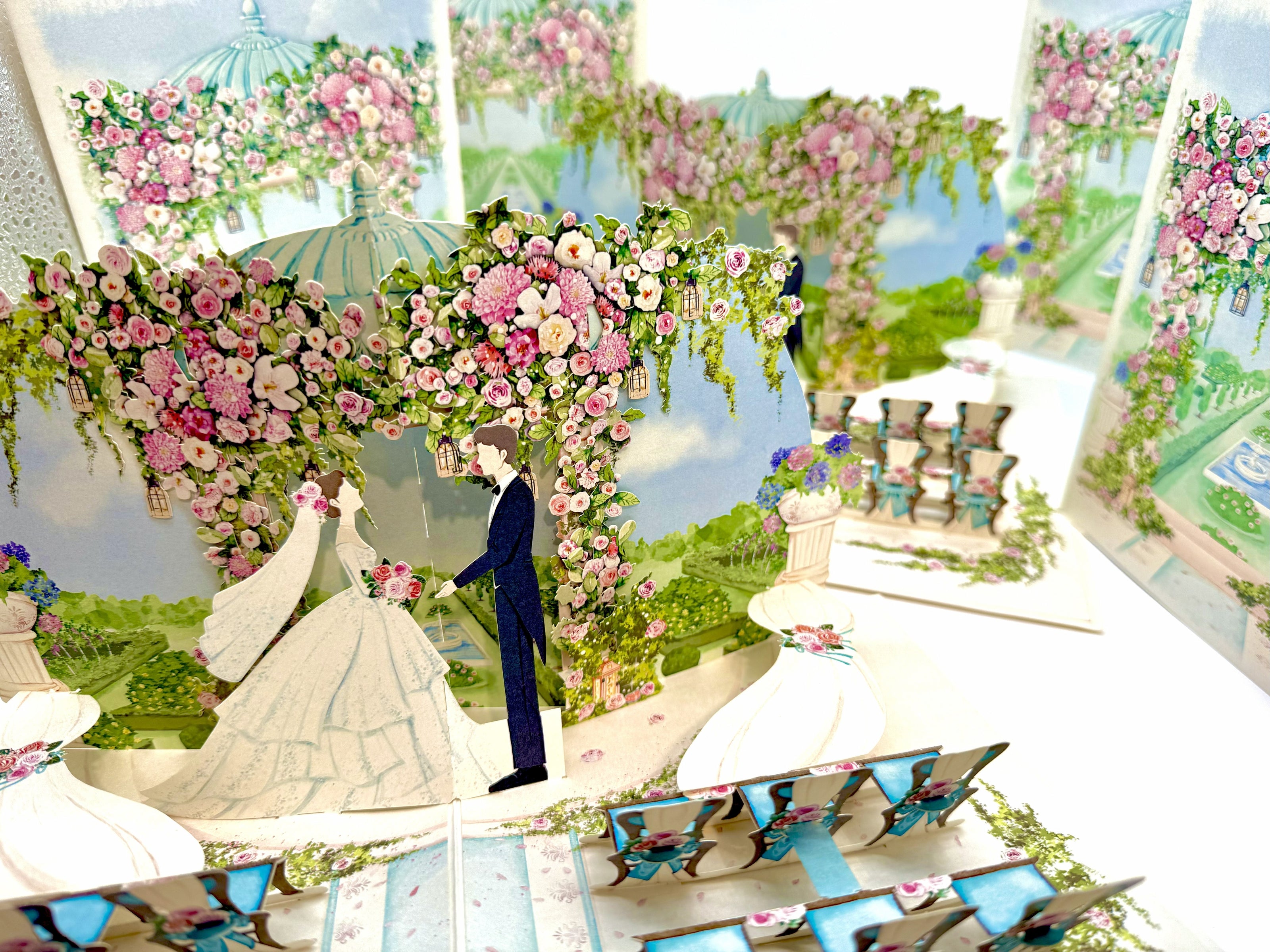 Country Wedding with Bride & Groom 3D POP UP GREETING CARD - Created by Origami Pop Cards – 3D Pop Up Greeting Cards, Australian Design & Handmade, 3D Pop Up Magical Paper Cards, Handmade Pop Up Cards Celebrate Love Anniversary Heart Fell and Romantic