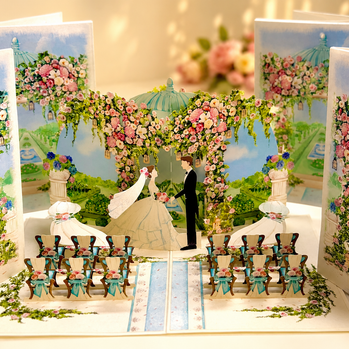 Country Wedding with Bride & Groom 3D POP UP GREETING CARD - Created by Origami Pop Cards – 3D Pop Up Greeting Cards, Australian Design & Handmade, 3D Pop Up Magical Paper Cards, Handmade Pop Up Cards Celebrate Love Anniversary Heart Fell and Romantic