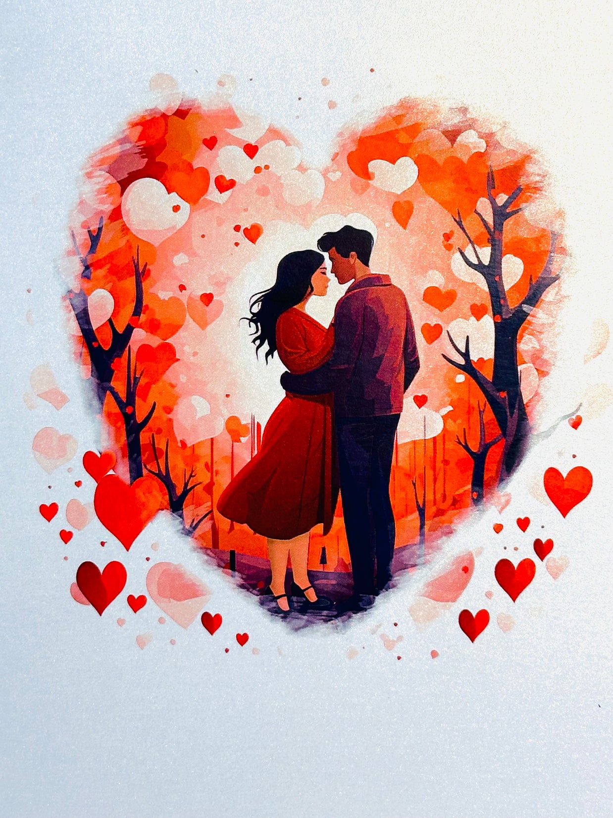 Couple in Love under a Hot Pink Love Heart Cherry Blossom Tree 3D POP UP GREETING CARD - Created by Origami Pop Cards Australian Design & Handmade 3D Pop Up Magical Paper Cards, Handmade Pop Up Cards Celebrate Love Anniversary Heart Fell and Romantic
