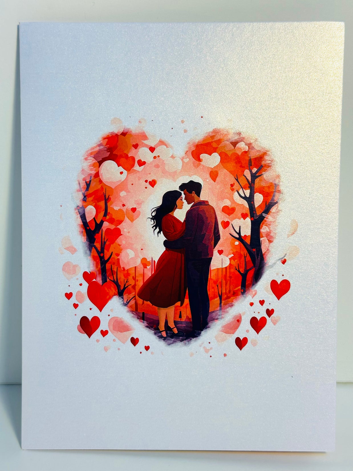Couple in Love under a Hot Pink Love Heart Cherry Blossom Tree 3D POP UP GREETING CARD - Created by Origami Pop Cards Australian Design & Handmade 3D Pop Up Magical Paper Cards, Handmade Pop Up Cards Celebrate Love Anniversary Heart Fell and Romantic