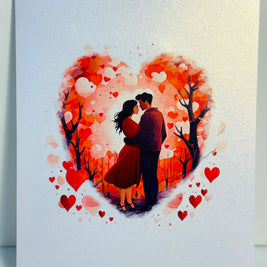 Couple in Love under a Hot Pink Love Heart Cherry Blossom Tree 3D POP UP GREETING CARD - Created by Origami Pop Cards Australian Design & Handmade 3D Pop Up Magical Paper Cards, Handmade Pop Up Cards Celebrate Love Anniversary Heart Fell and Romantic