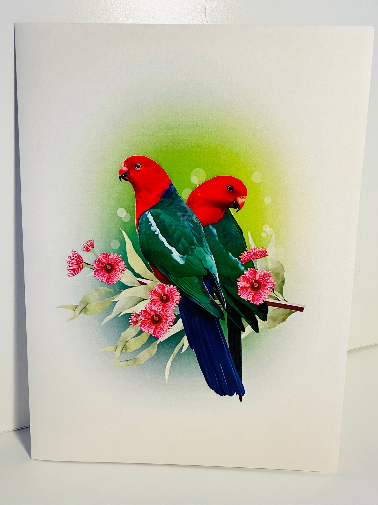 DOUBLE Australian King Parrots - Aussie Bird Origami Pop Cards 3D Pop Up Greeting Card Celebrate Happy Birthday Thank You Handmade Best Wishes Gift Thinking of You Blank Card for Any Occasion Happy Mother's Day Happy Father's Day Australiana Birds