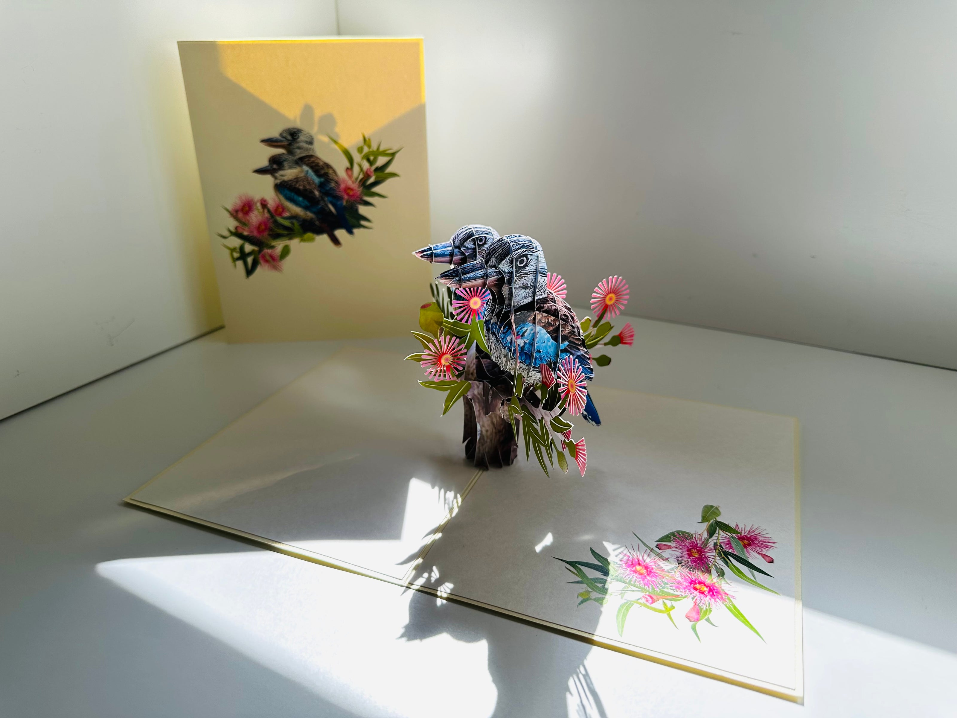 DOUBLE Kookaburra Australian Iconic Bird Origami Pop Cards 3D Pop Up Greeting Card Celebrate Happy Birthday Thank You Handmade Best Wishes Gift Thinking of You Blank Card for Any Occasion Happy Mother's Day Happy Father's Day Australiana Birds