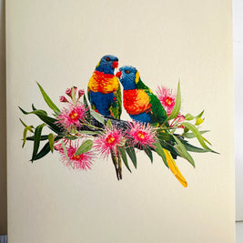 DOUBLE Rainbow Lorikeet Parrot Aussie Bird Card Origami Pop Cards 3D Pop Up Greeting Card Happy Birthday Thank You Handmade Gift Thinking of You Blank Card for Any Occasion Happy Mother's Day Happy Father's Australiana Birds