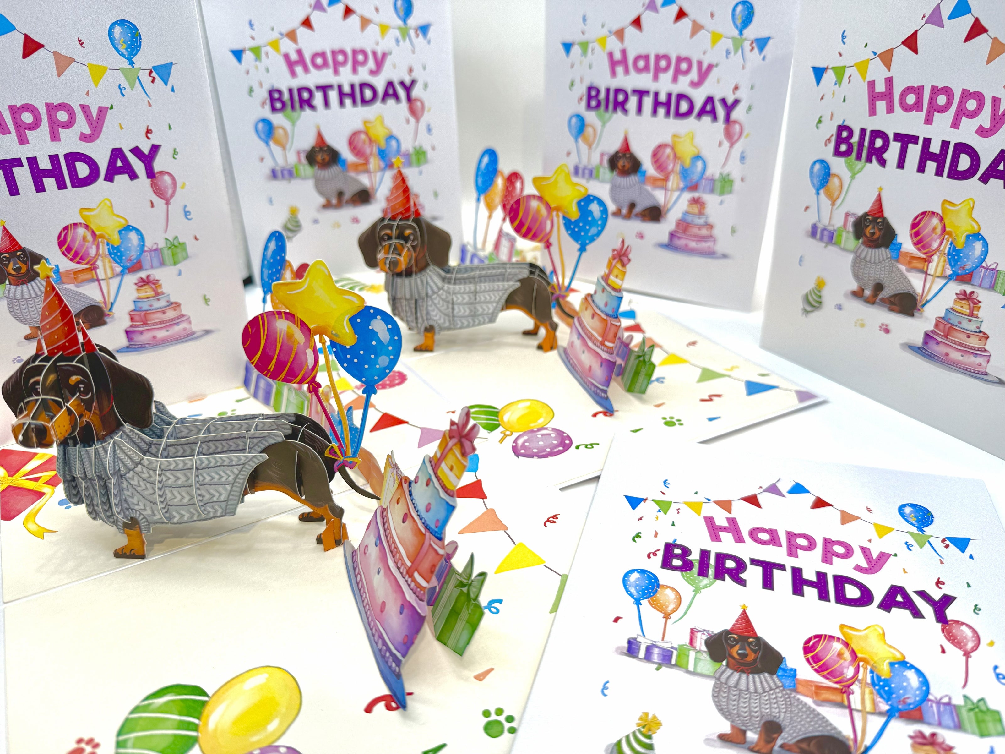 Dachshund Sausage Dog Happy Birthday Origami Pop Cards 3D Pop Up Greeting Card Thank You Handmade Gift Thinking of You Blank Card for Happy Birthday Occasion Australiana Celebrate the Beauty and Happiness During Special Day Best Wishes Gift