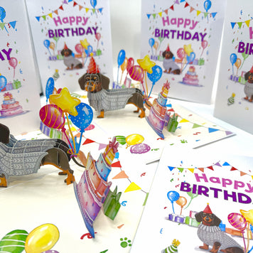 Dachshund Sausage Dog Happy Birthday Origami Pop Cards 3D Pop Up Greeting Card Thank You Handmade Gift Thinking of You Blank Card for Happy Birthday Occasion Australiana Celebrate the Beauty and Happiness During Special Day Best Wishes Gift