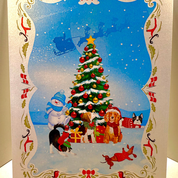 Dog World Snowy Village Winter Wonderland Amusement Park 3D Origami Pop Cards 3D Pop Up Greeting Card Merry Christmas Thank You Handmade Best Wishes Blank Card Gift Happy Holidays Celebrate the Special Day