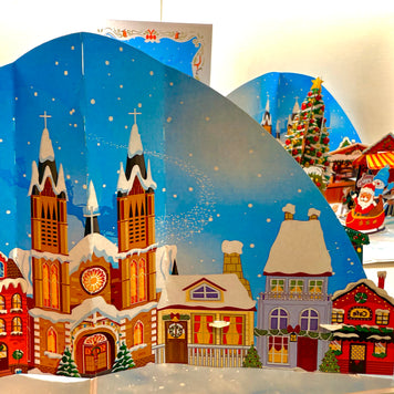 Dog World Snowy Village Winter Wonderland Amusement Park 3D Origami Pop Cards 3D Pop Up Greeting Card Merry Christmas Thank You Handmade Best Wishes Blank Card Gift Happy Holidays Celebrate the Special Day
