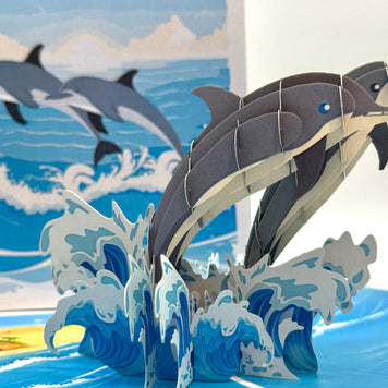 Dolphin Couple Swimming in the Ocean Origami Pop Cards 3D Pop Up Greeting Card Happy Birthday Thank You Handmade Gift Thinking of You Blank Card for Any Occasion Happy Mother's Day Happy Father's Australiana Celebrate the Beauty of Flower