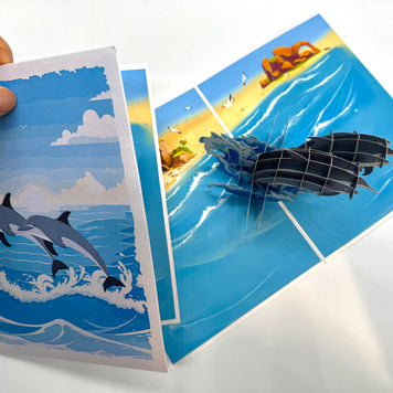 Dolphin Couple Swimming in the Ocean Origami Pop Cards 3D Pop Up Greeting Card Happy Birthday Thank You Handmade Gift Thinking of You Blank Card for Any Occasion Happy Mother's Day Happy Father's Australiana Celebrate the Beauty of Flower