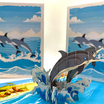 Dolphin Couple Swimming in the Ocean Origami Pop Cards 3D Pop Up Greeting Card Happy Birthday Thank You Handmade Gift Thinking of You Blank Card for Any Occasion Happy Mother's Day Happy Father's Australiana Celebrate the Beauty of Flower