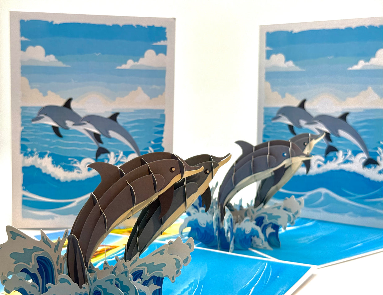 Dolphin Couple Swimming in the Ocean Origami Pop Cards 3D Pop Up Greeting Card Happy Birthday Thank You Handmade Gift Thinking of You Blank Card for Any Occasion Happy Mother's Day Happy Father's Australiana Celebrate the Beauty of Flower