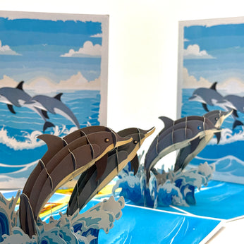 Dolphin Couple Swimming in the Ocean Origami Pop Cards 3D Pop Up Greeting Card Happy Birthday Thank You Handmade Gift Thinking of You Blank Card for Any Occasion Happy Mother's Day Happy Father's Australiana Celebrate the Beauty of Flower