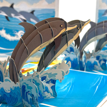Dolphin Couple Swimming in the Ocean Origami Pop Cards 3D Pop Up Greeting Card Happy Birthday Thank You Handmade Gift Thinking of You Blank Card for Any Occasion Happy Mother's Day Happy Father's Australiana Celebrate the Beauty of Flower
