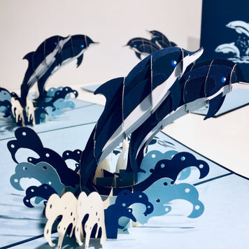 Dolphin Couple Origami Pop Cards 3D Pop Up Greeting Card Happy Birthday Thank You Handmade Gift Thinking of You Blank Card for Any Occasion Happy Mother's Day Happy Father's Australiana Celebrate the Beauty of Flower