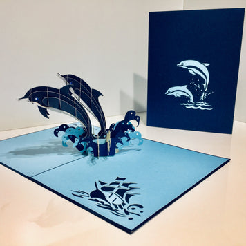 Dolphin Couple Origami Pop Cards 3D Pop Up Greeting Card Happy Birthday Thank You Handmade Gift Thinking of You Blank Card for Any Occasion Happy Mother's Day Happy Father's Australiana Celebrate the Beauty of Flower