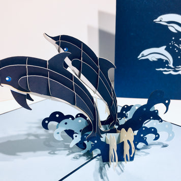 Dolphin Couple Origami Pop Cards 3D Pop Up Greeting Card Happy Birthday Thank You Handmade Gift Thinking of You Blank Card for Any Occasion Happy Mother's Day Happy Father's Australiana Celebrate the Beauty of Flower