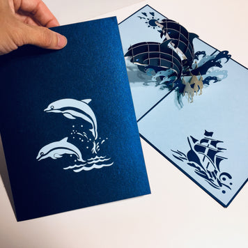 Dolphin Couple Origami Pop Cards 3D Pop Up Greeting Card Happy Birthday Thank You Handmade Gift Thinking of You Blank Card for Any Occasion Happy Mother's Day Happy Father's Australiana Celebrate the Beauty of Flower