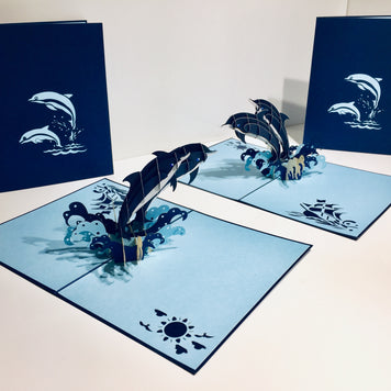 Dolphin Couple Origami Pop Cards 3D Pop Up Greeting Card Happy Birthday Thank You Handmade Gift Thinking of You Blank Card for Any Occasion Happy Mother's Day Happy Father's Australiana Celebrate the Beauty of Flower