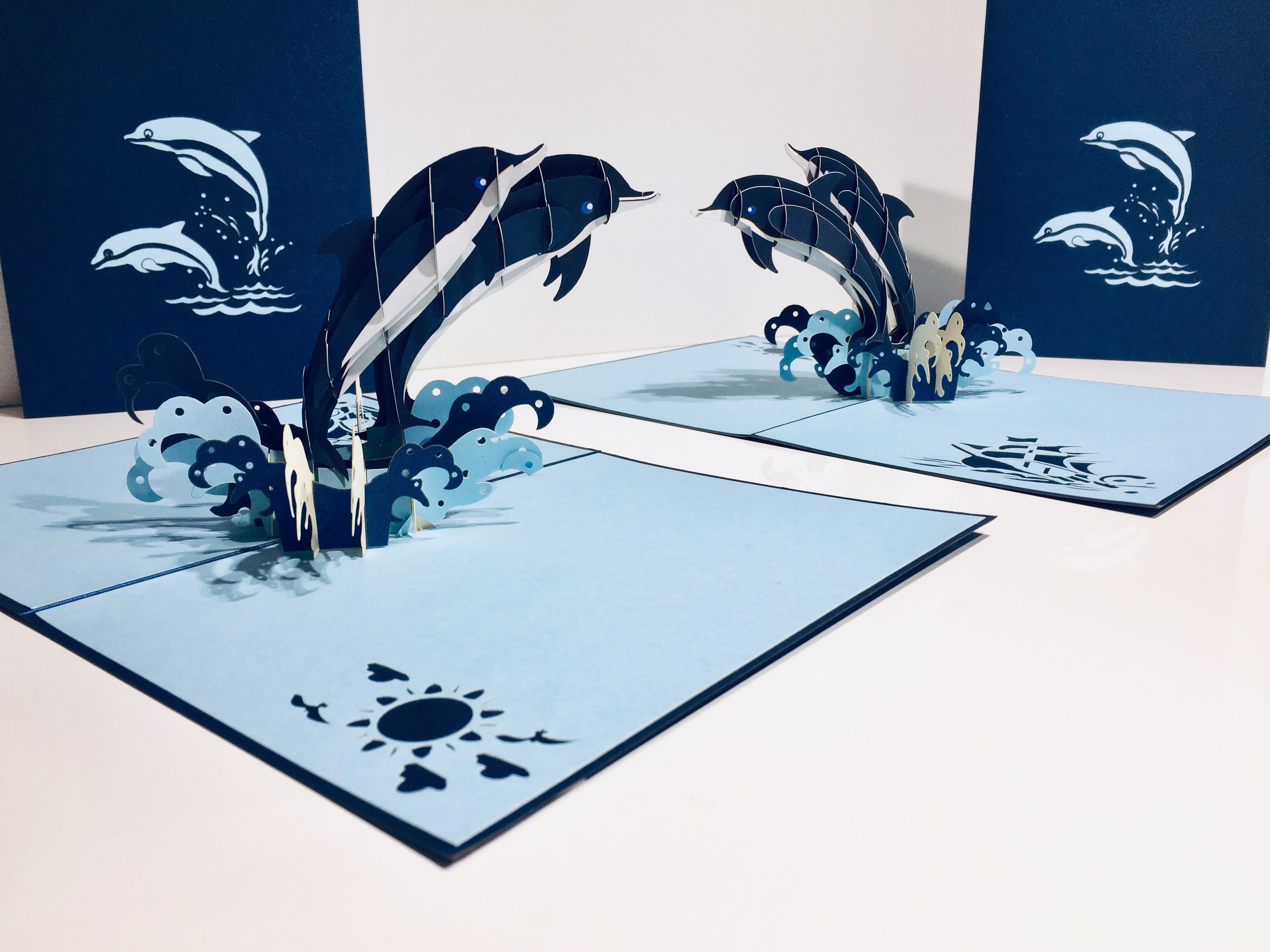 Dolphin Couple Origami Pop Cards 3D Pop Up Greeting Card Happy Birthday Thank You Handmade Gift Thinking of You Blank Card for Any Occasion Happy Mother's Day Happy Father's Australiana Celebrate the Beauty of Flower