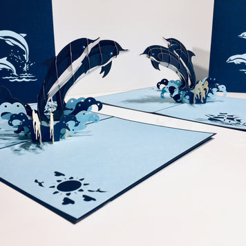 Dolphin Couple Origami Pop Cards 3D Pop Up Greeting Card Happy Birthday Thank You Handmade Gift Thinking of You Blank Card for Any Occasion Happy Mother's Day Happy Father's Australiana Celebrate the Beauty of Flower