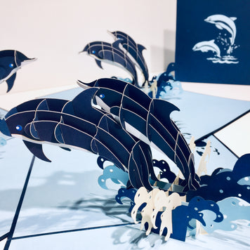 Dolphin Couple Origami Pop Cards 3D Pop Up Greeting Card Happy Birthday Thank You Handmade Gift Thinking of You Blank Card for Any Occasion Happy Mother's Day Happy Father's Australiana Celebrate the Beauty of Flower